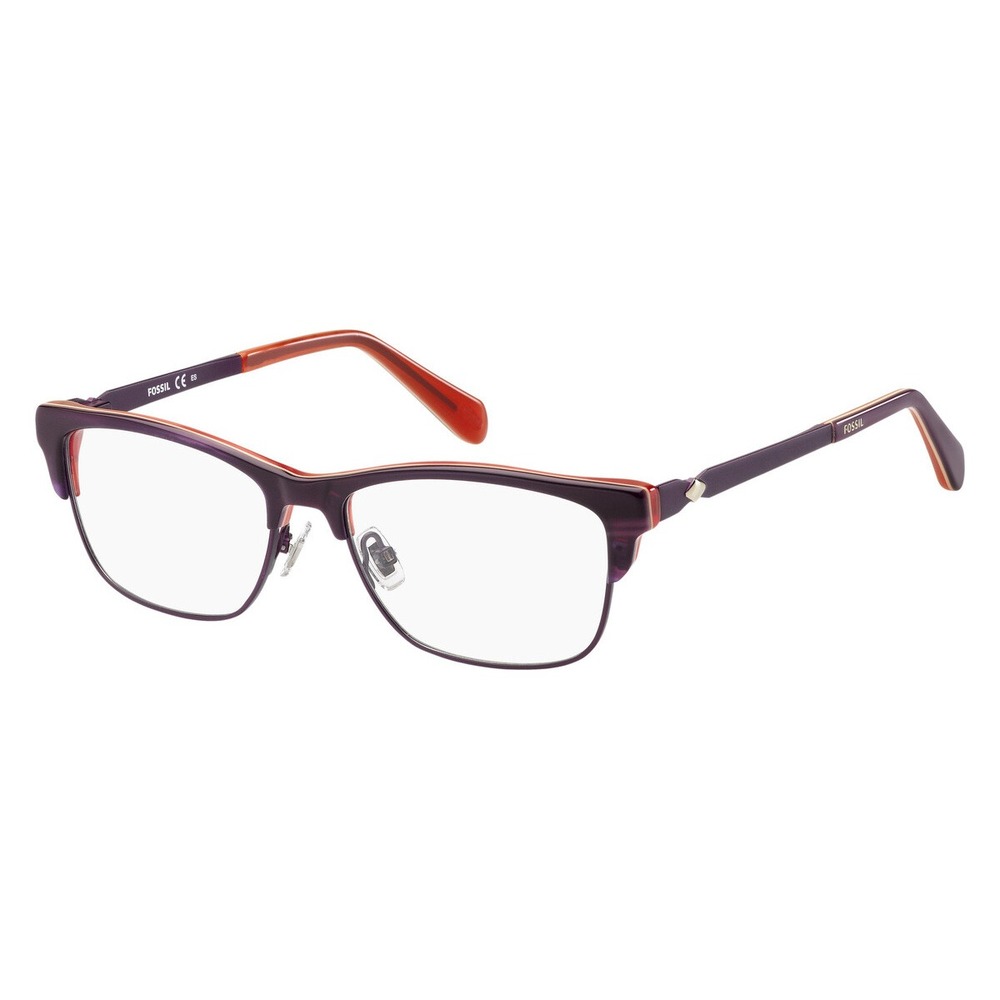 FOSSIL 7026 07FF Violet Horn Women's Rectangular Eyeglasses 52mm